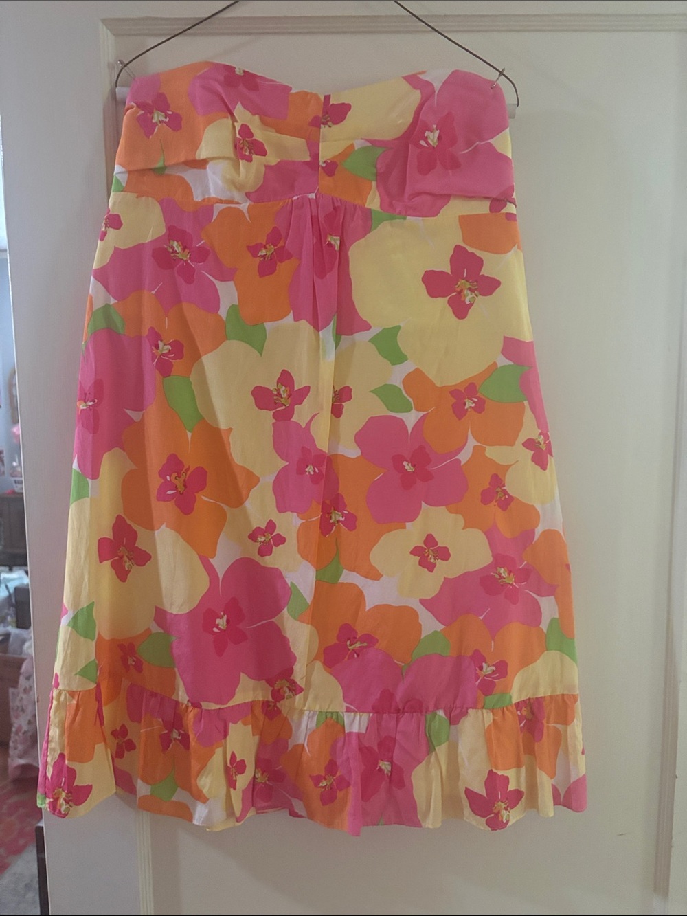 Floral Cotton Sleeveless Dress in Pink & Orange